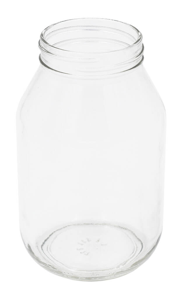 Glass 3 lb Round Quart Jars (no lids) — 12 Pack