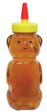 12 oz Clear Panel Squeeze Bear with Caps & Collars — 12 Pack